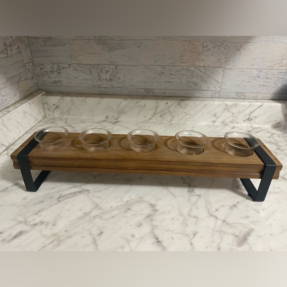 Wood and Glass Candle Holder